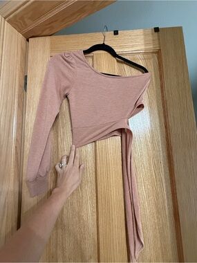 Women’s One-Shoulder Wrap Crop Top - Dusty Rose